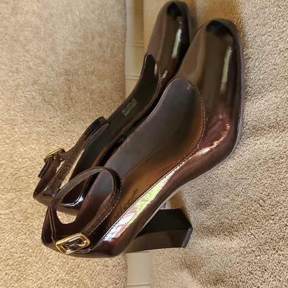 EUC Matisse heels leather upper size 7M brown black shiny glossy - Picture 10 of 11